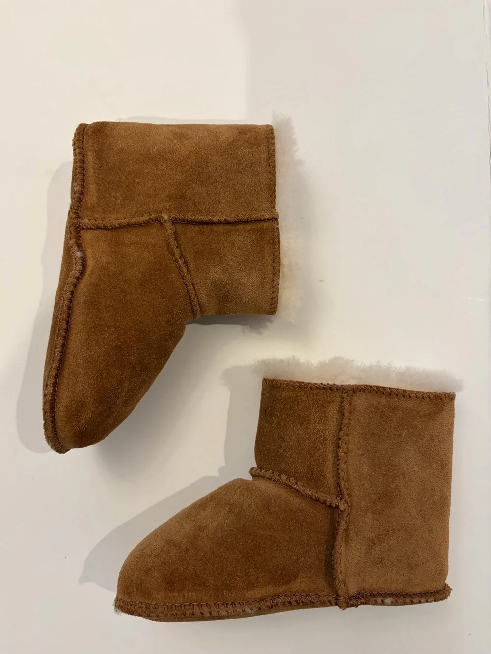 UGG Chestnut Suede Shearling Booties - Toddler / Baby Size Large